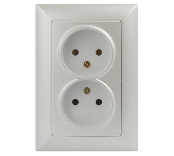 Изображение товара Розетка Intro Solo 4-204-06 без заземления двойная 2x2P, 16А-250В, IP20, СУ, перламутр, Б0053671