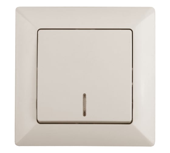 Изображение товара Выключатель Intro Solo 4-102-02 одноклавишный с подсветкой, 10А-250В, IP20, СУ, слоновая кость Б0053559