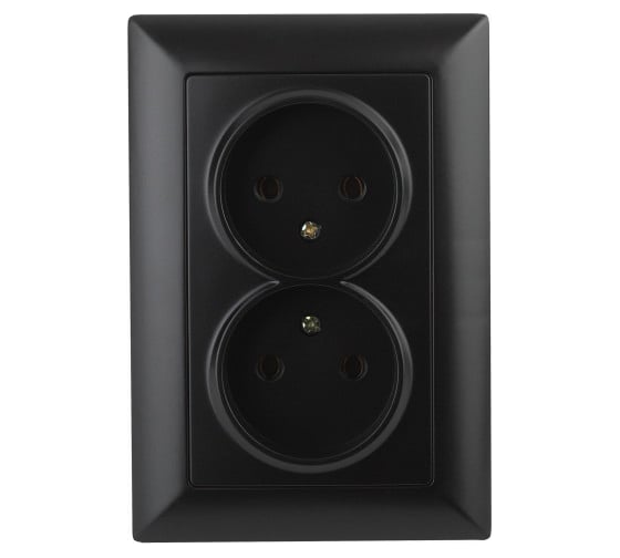 Изображение товара Розетка Intro Solo 4-204-05 без заземления двойная 16А-250В, IP20, СУ, антрацит, Б0053670