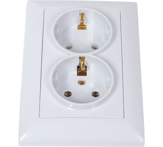 Изображение товара Розетка Intro Solo 4-205-01 с заземлением двойная 2x2P+E Schuko, 16А-250В, IP20, СУ, белый, Б0053674