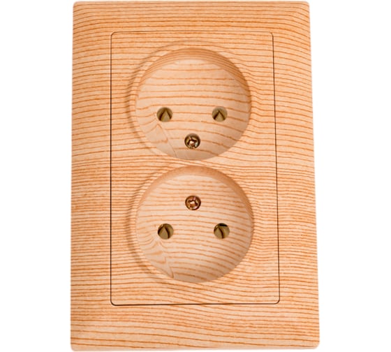 Изображение товара Розетка Intro Solo 4-204-11 без заземления двойная 2x2P, 16А-250В, IP20, СУ, сосна, Б0053673