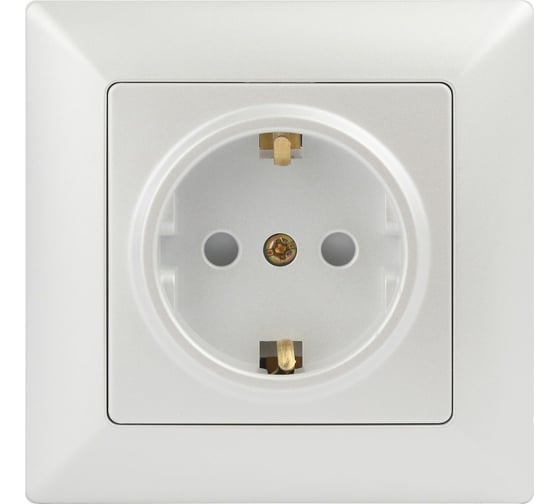 Изображение товара Розетка Intro Solo с заземлением 2P+E Schuko со шторками, 16А-250В, IP20, СУ, перламутр, Б0053686