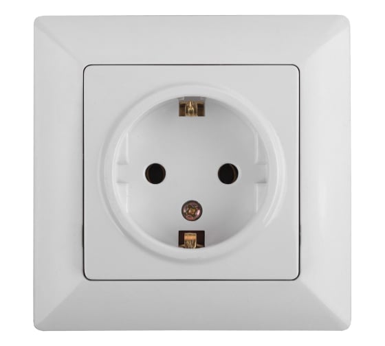 Изображение товара Розетка Intro Solo с заземлением 2P+E Schuko со шторками, 16А-250В, IP20, СУ, белый, Б0053681