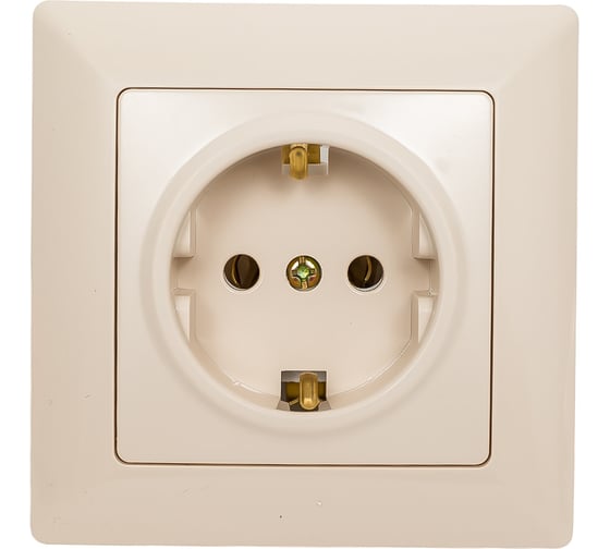 Изображение товара Розетка Intro Solo 4-202-02 с заземлением 2P+E Schuko, 16А-250В, IP20, СУ, слоновая кость, Б0053650