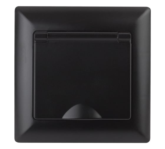 Изображение товара Розетка Intro Solo с заземлением 2P+E Schuko с крышкой, 16А-250В, IP20, СУ, антрацит, Б0053661