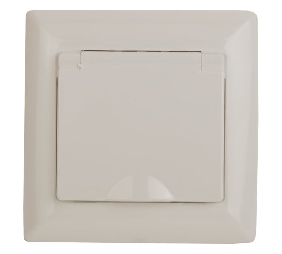 Изображение товара Розетка Intro Solo с заземлением 2P+E Schuko с крышкой, 16А-250В, IP20, СУ, слоновая кость, Б0053658