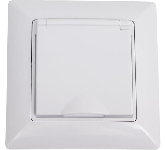 Изображение товара Розетка Intro Solo 4-203-01 с заземлением 2P+E Schuko с крышкой, 16А-250В, IP20, СУ, белый, Б0053657