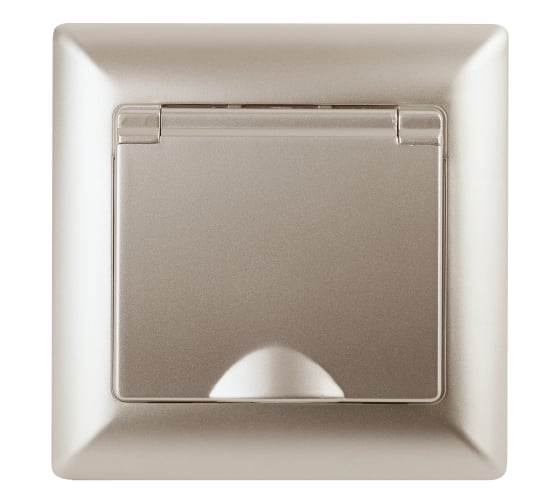 Изображение товара Розетка Intro Solo с заземлением 2P+E Schuko с крышкой, 16А-250В, IP20, СУ, шампань, Б0053660