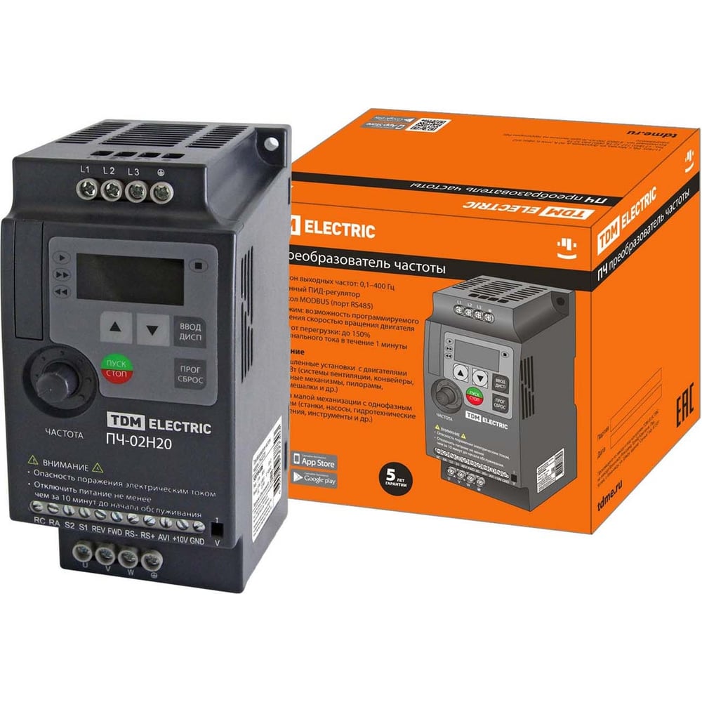 Изображение товара Преобразователь частоты TDM ELECTRIC ПЧ-02H20 230В 2,2кВт