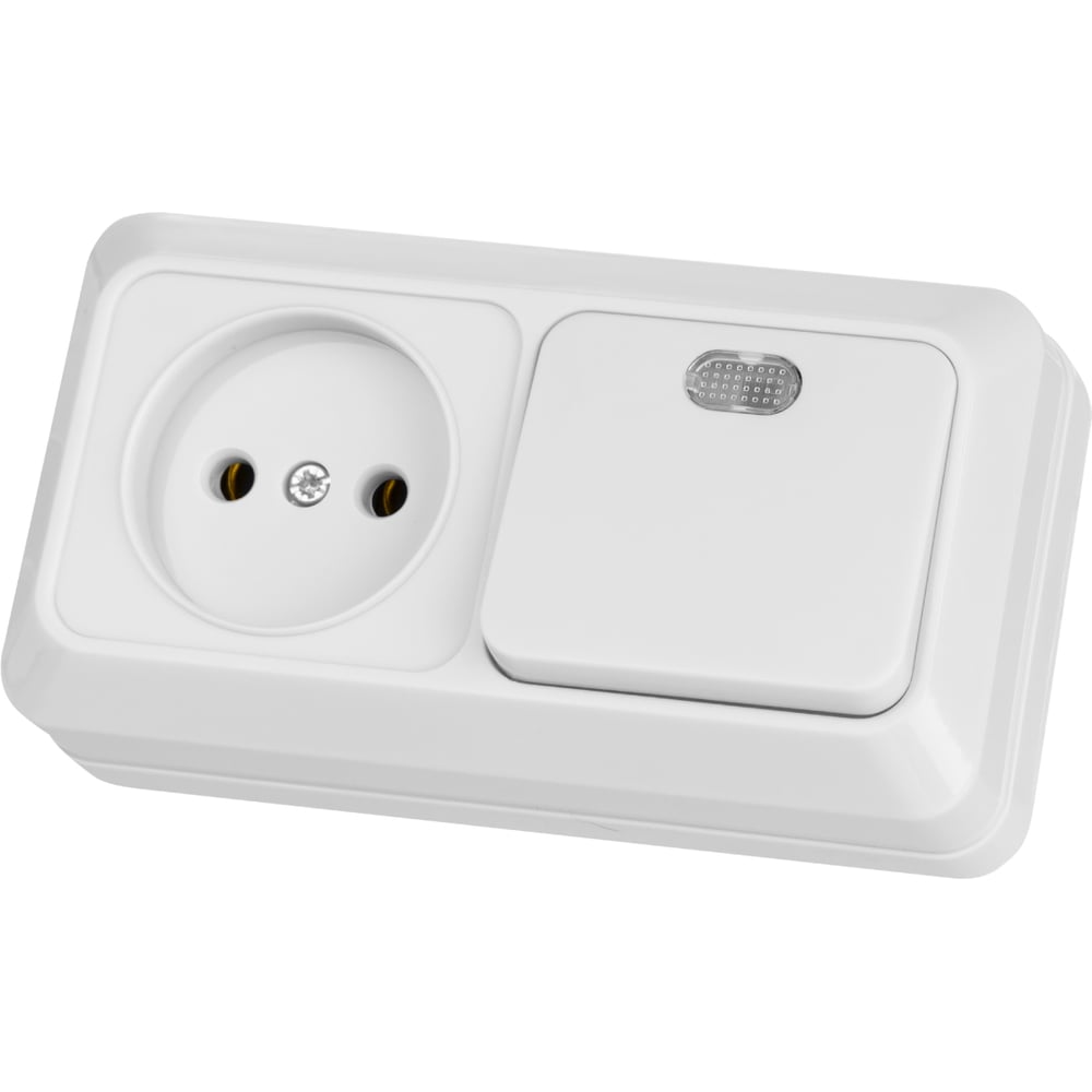 Изображение товара Комбинированный блок TDM ELECTRIC с подсветкой и розеткой 2П 10А БКВР IP20