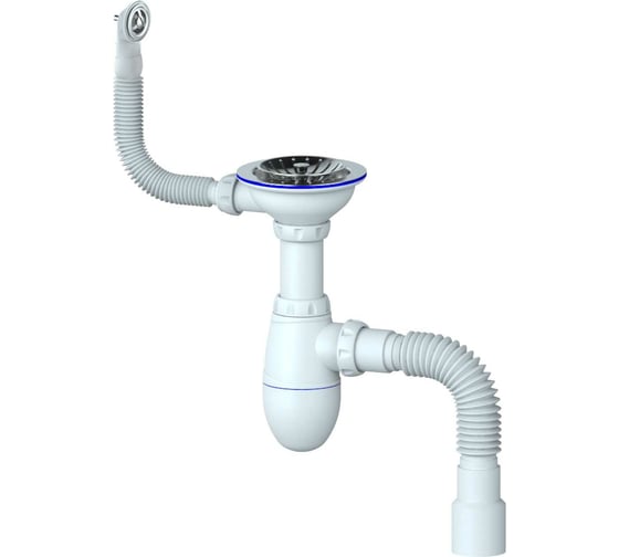 Изображение товара Сифон Unicorn B426P 3 1/2х40 с круглым переливом, с гофрой 40х40х50 винт, шток, ручка - пластик 538035