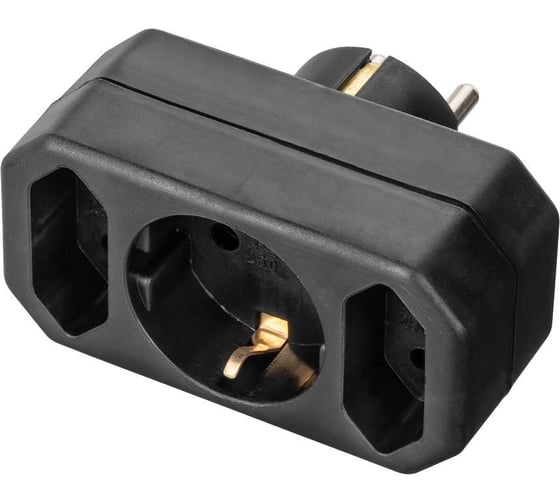 Изображение товара Блок на 3 гнезда TDM ELECTRIC 1x2П+3 16 А + 2x2П 2,5 А под плоскую вилку, 250 B, черный SQ1806-0301