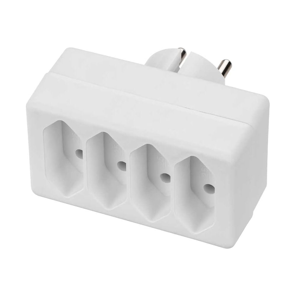 Изображение товара Блок на 4 гнезда TDM ELECTRIC 2П 2,5 А 250 B под плоскую вилку белый