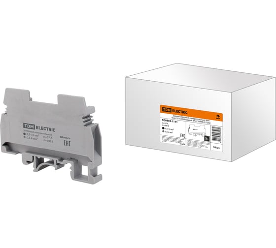 Изображение товара Наборный зажим TDM ELECTRIC измерительный ЗНН 6мм2 57А 400В серый Ph-C URTK/S SQ0803-1111