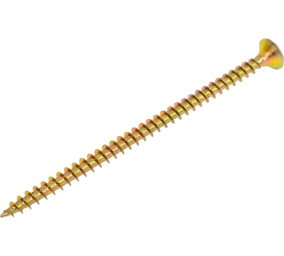 Изображение товара Универсальный саморез КВАДРА 5x90 желтый, потайная голова, цинк, кop. 100 шт. 504090050100