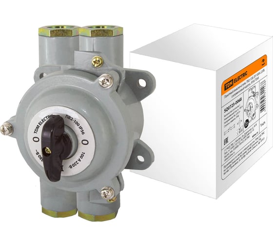 Изображение товара Пакетный выключатель TDM ПВ2-100 2П 100А 220В, силуминовый корпус, IP56 SQ0723-0068