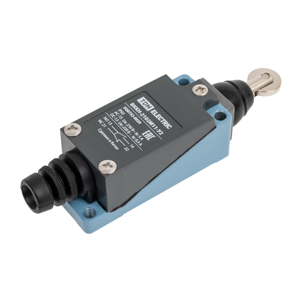 Изображение товара Концевой выключатель TDM ELECTRIC ВККН-2102М11-У2 роликовый толкатель 5А IP65