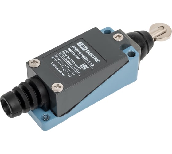Изображение товара Концевой выключатель TDM ELECTRIC ВККН-2102М11-У2 роликовый толкатель 5А 1з+1р IP65 SQ0732-0029