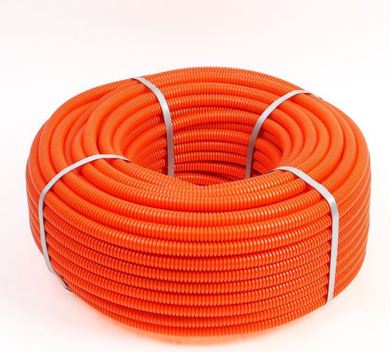 Изображение товара Гофрированная труба REXANT из ПНД с зондом, d40 мм, оранжевая, 15 м 28-0040-5