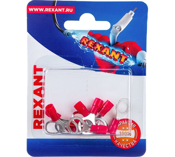 Изображение товара Кольцевой изолированный наконечник REXANT d 8,4 мм 0,5-1,5мм2 НКи 1.5-8 красный 10 шт 06-0416-A