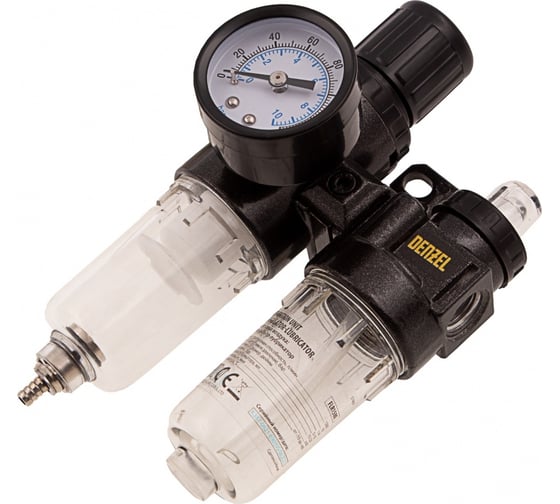 Изображение товара Блок подготовки воздуха регулятор-фильтр-лубрикатор FLR1500, 10 бар, 1500 л/мин, 1/4 Denzel 57469