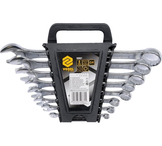 Изображение товара Набор комбинированных ключей VOREL 6-22 мм 8шт Cr-V 50861