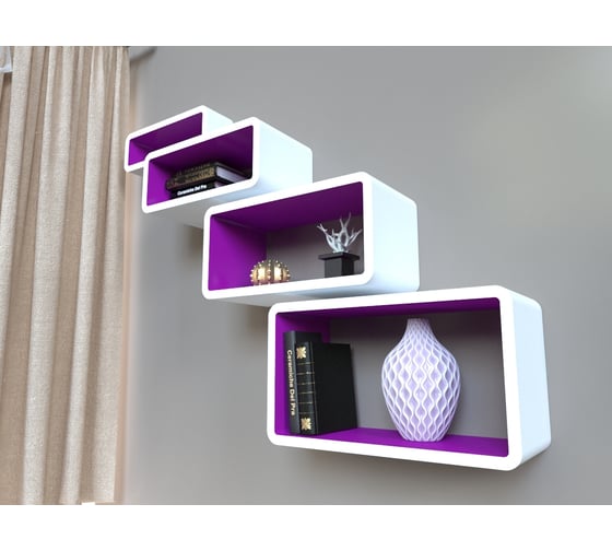 Изображение товара Комплект полок QWERTY Бангкок 47x27x20 см, 43x23x20 см, 38x18x20 см, 34x14x20 см, толщина 1,8 см 72018