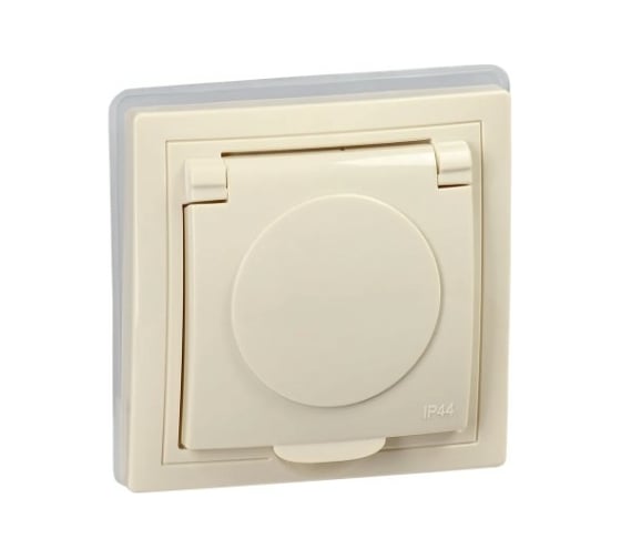 Изображение товара Розетка GENERICA KVARTA 1ая с з/к РСбш10-3-ККм-44 16А IP44 крем. KV-R16-16-44-K33