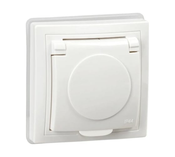 Изображение товара Розетка GENERICA KVARTA 1ая с з/к/ш кр. РСбш10-3-КБ-44 16А IP44 бел. KV-R16-16-44-K01