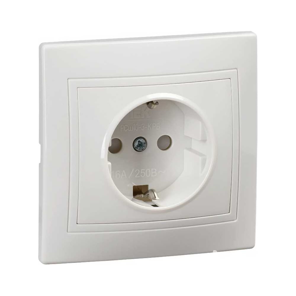 Изображение товара Розетка IEK KVARTA 1ая с заземлением белый монтаж встраиваемая 16А