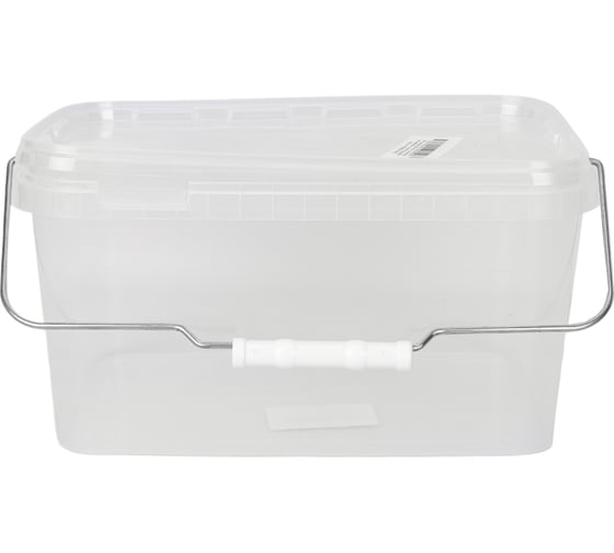 Изображение товара Прямоугольное ведро Тара.ру п/п 5.8 л, с крышкой, с металлической ручкой, прозрачное 21545