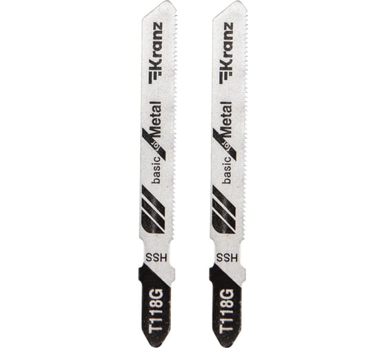 Изображение товара Пилка для лобзика по металлу T118G 76 мм, шаг 1 мм, 2 шт KRANZ KR-92-0315