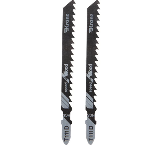 Изображение товара Пилка для лобзика по дереву T111D 100 мм, 6 зубьев на дюйм, 2 шт KRANZ KR-92-0319