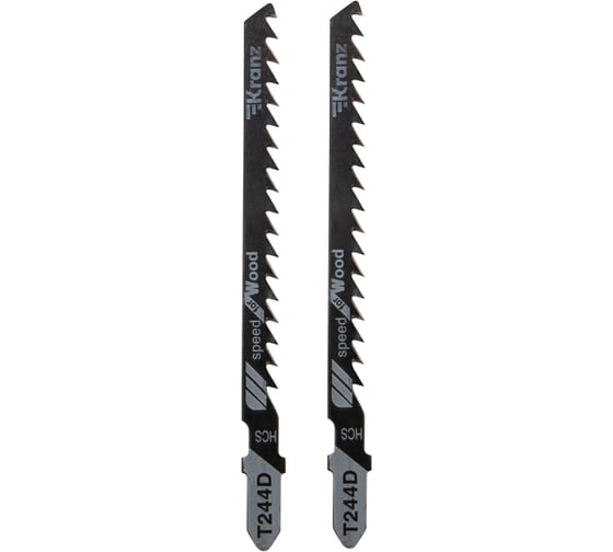 Изображение товара Пилка для лобзика по дереву T244D 100 мм, 6 зубьев на дюйм, фигурный рез, 2 шт KRANZ KR-92-0312