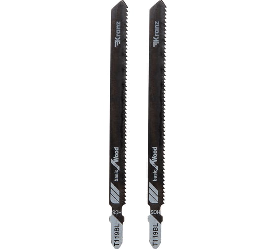 Изображение товара Пилка для лобзика по дереву T119BL 132 мм, 12 зубьев на дюйм, 2 шт KRANZ KR-92-0316