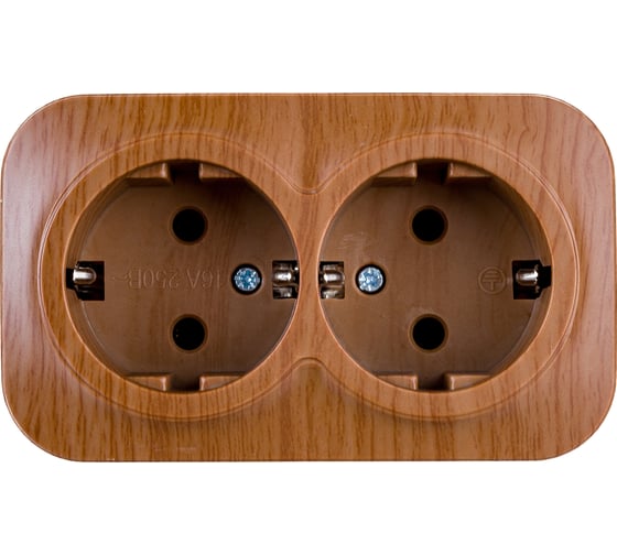 Изображение товара 2-ая розетка IEK РС22-3-ХД с з/к о/у 16А GLORY дуб ERH21-K24-16