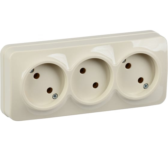 Изображение товара 3-ая розетка IEK РС23-2-ХК без з/к о/у 10А GLORY кремовый ERH30-K33-10