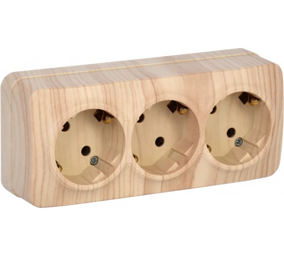 Изображение товара 3-ая розетка IEK РС23-3-ХС с з/к о/у 16А GLORY сосна ERH31-K34-16