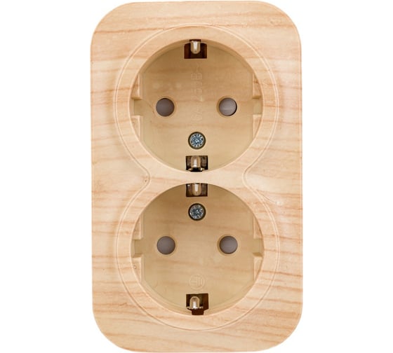 Изображение товара 2-ая розетка IEK РСш22-3-ХС с з/к и з/ш о/у 16А GLORY сосна ERH24-K34-16