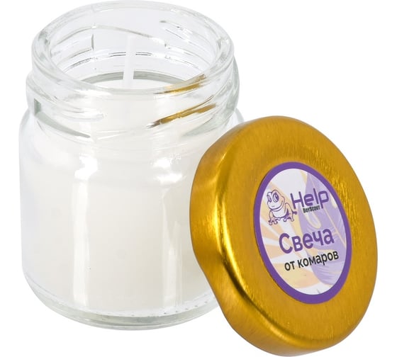 Изображение товара Свеча HELP с ароматом цитронеллы, в стеклянной баночке 80445