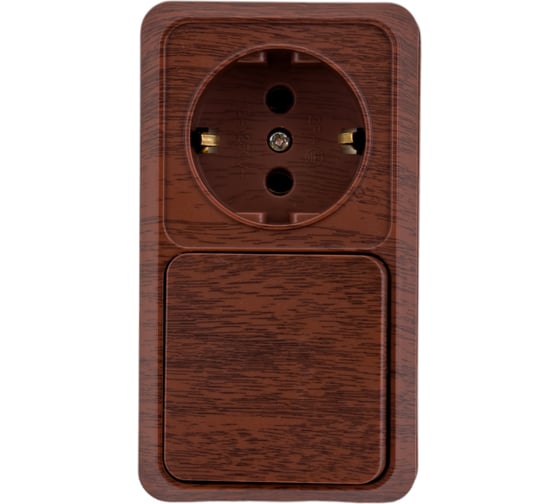 Изображение товара Бло: розетка с выключателем Intro Quadro 2-701-10 горизонтальный 16А-250В, IP20, открытая установка, венге, Б0053868