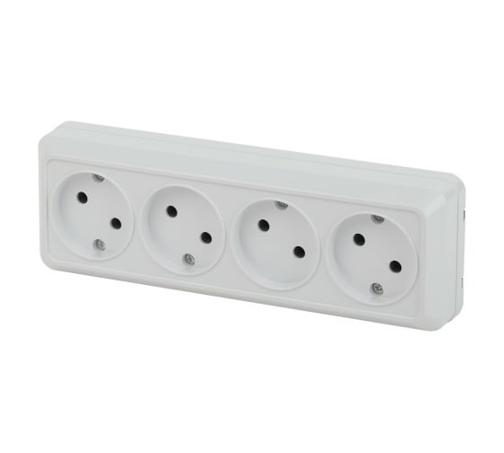 Изображение товара Розетка Intro Quadro без заземления четырехместная 4x2P, 16А-250В, IP20, открытая установка, венге, Б0053833