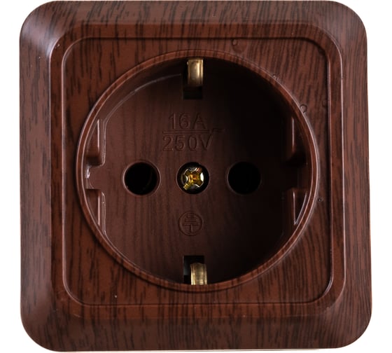 Изображение товара Розетка Intro с заземлением 2P+E Schuko, 16А-250В, IP20, открытая установка, венге, Б0053787