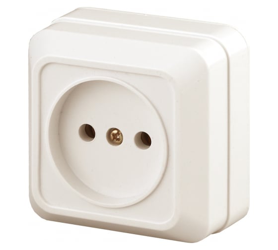 Изображение товара Розетка Intro Quadro 2-201-02 без заземления 2P, 16А-250В, IP20, открытая установка, слоновая кость, Б0053776