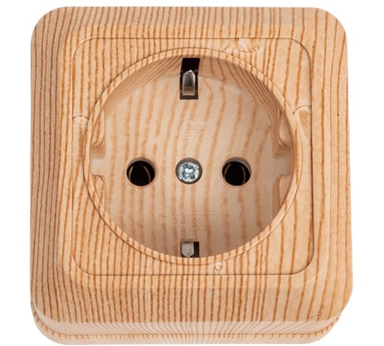 Изображение товара Розетка Intro Quadro 2-202-11 с заземлением 2P+E Schuko, 16А-250В, IP20, открытая установка, сосна, Б0053790