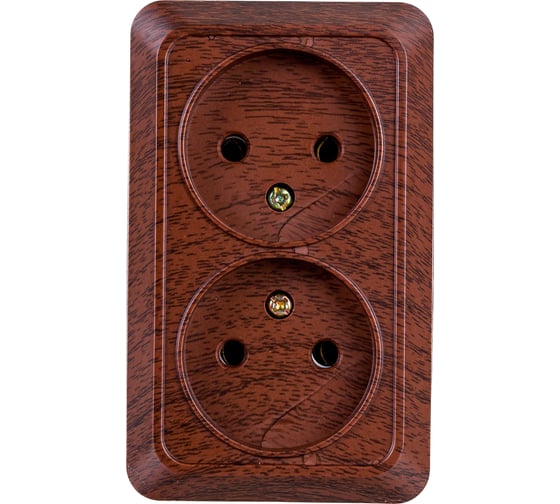 Изображение товара Розетка Intro Quadro 2-203-10 двойная без заземления 2x2P, 16А-250В, IP20, открытая установка, венге, Б0053796