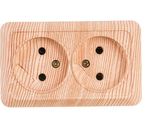 Изображение товара Розетка Intro Quadro 2-203-11 двойная без заземления 2x2P, 16А-250В, IP20, открытая установка, сосна, Б0053798