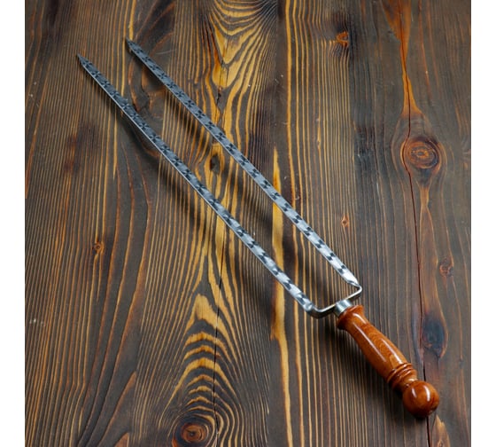 Изображение товара Двойной шампур-вилка с деревянной ручкой СИМАЛЕНД 50 см 4455182