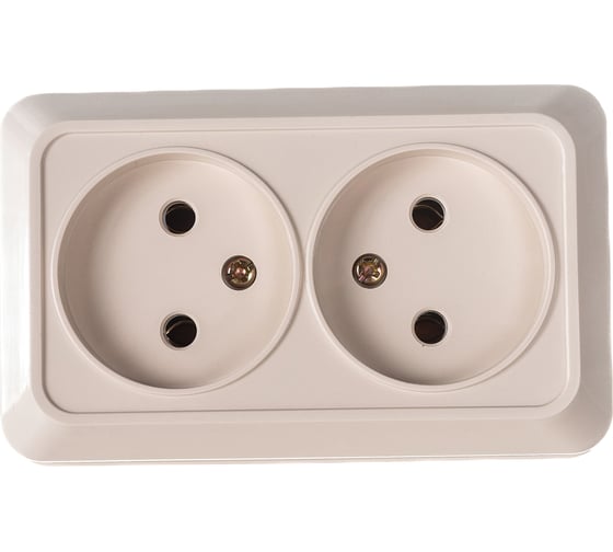 Изображение товара Розетка Intro Quadro двойная без заземления 2x2P, 16А-250В, IP20, открытая установка, слоновая кость, Б0053794