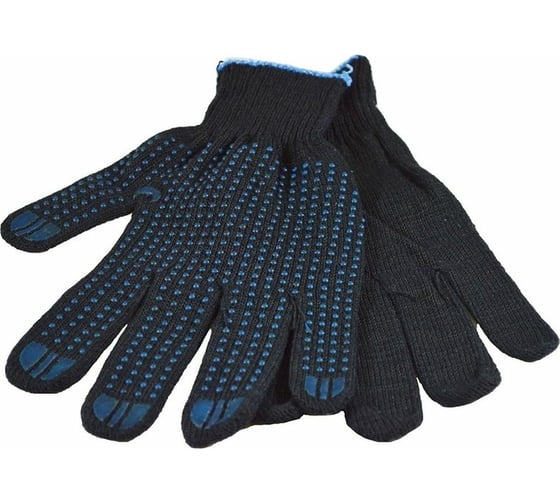 Изображение товара Перчатки ООО Дом Плёнки Самара, 7.5 класс, 5 ниток, с ПВХ, черные 4603302908799